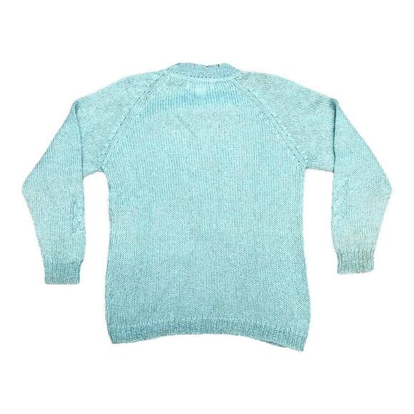Michelle Stuart Blue Vintage Mohair Wool & Acrylic Sweater Small Cable Knit SEE - Picture 5 of 6